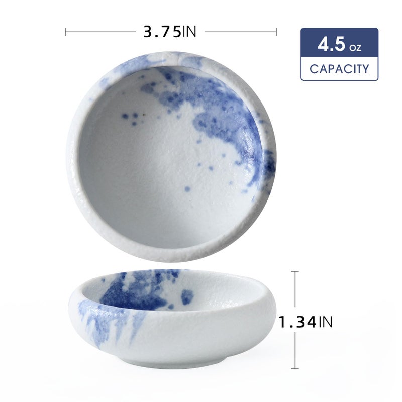 Uaral Soy Sauce Dish Sushi Dipping Bowl Pinch Bowls Japanese Small Plate Set of 6,3.75 Inch(4.5 oz Texture White) - Image 5